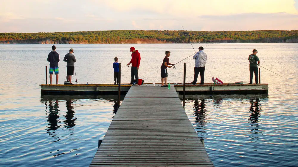 A dock at a Saskatchewan park lake